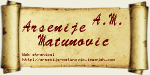Arsenije Matunović vizit kartica